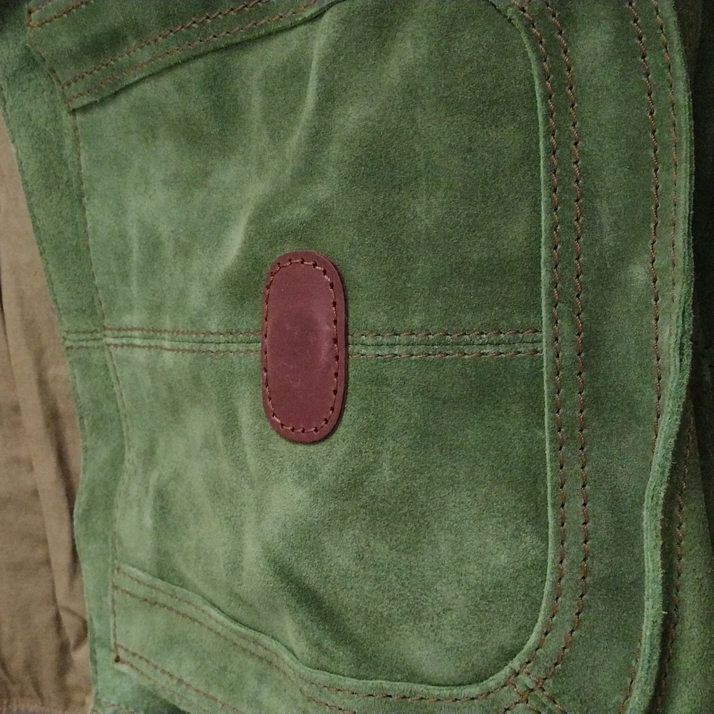 Vintage Lucky Brand Green Suede Adjustable Grommet Straps Messenger Bag NWT - Picture 11 of 11